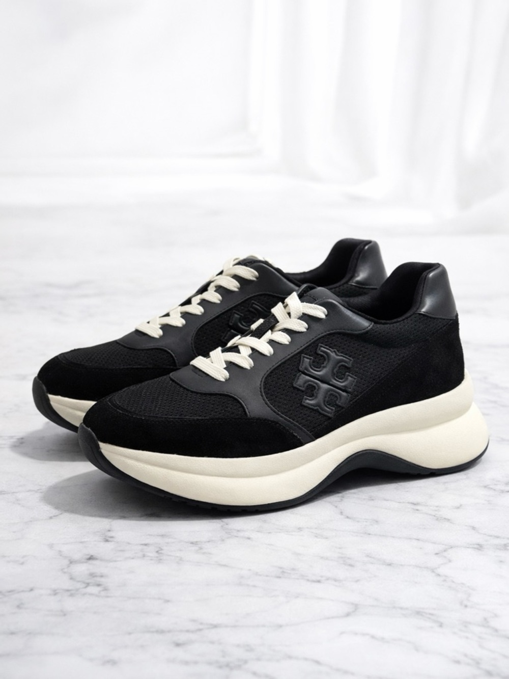 Tory Burch Kick Trainer Sneakers, Perfect Black $300